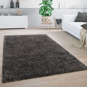 Paco Home - Hochflor Teppich Wohnzimmer Shaggy Einfarbig Flauschig Weich Modern Anthrazit 60x100 cm