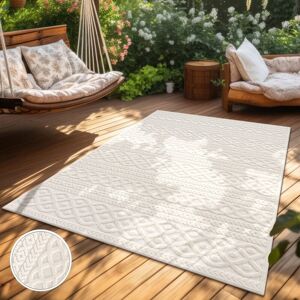 Paco Home - Outdoor Teppich Wetterfest Balkon Wohnzimmer Skandinavisches Boho Einfarbig 60x100 cm, Creme 4