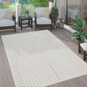 Paco Home Outdoor Teppich Wetterfest Wohnzimmer Küchenteppich Skandi Ethno Muster Uni 3D 60x100 cm, Creme 4