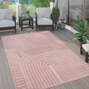 Paco Home - Outdoor Teppich Wetterfest Wohnzimmer Küchenteppich Skandi Ethno Muster Uni 3D 60x100 cm, Pink 4