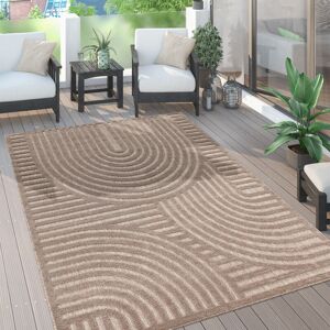 Paco Home - Outdoor Teppich Wetterfest Wohnzimmer Küchenteppich Skandi Ethno Muster Uni 3D 60x100 cm, Beige 4