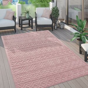 Paco Home - Outdoor Teppich Wetterfest Wohnzimmer Küchenteppich Skandi Ethno Muster Uni 3D 60x100 cm, Pink