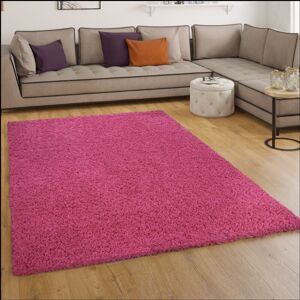 Shaggy Hochflor Langflor Teppich Sky Einfarbig in Pink / Rosa / Fuchsia 60x100 cm - Paco Home