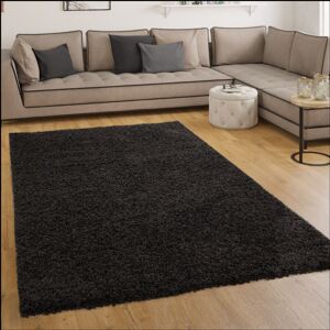 Shaggy Hochflor Langflor Teppich Sky Einfarbig in Schwarz 60x100 cm - Paco Home