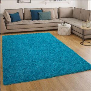 Paco Home - Shaggy Hochflor Langflor Teppich Sky Einfarbig in Türkis 40x60 cm