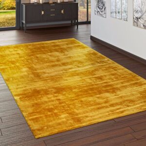 Paco Home Teppich Handgefertigt Hochwertig 100 % Viskose Vintage Trend Farbe Gelb 80x150 cm