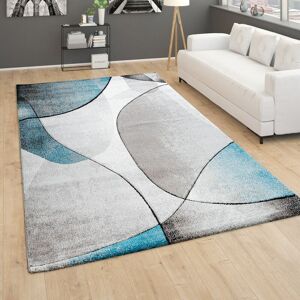 Paco Home - Teppich Wohnzimmer Kurzflor 3D Effekt Abstraktes Muster Geometrisch Grau Türkis 60x100 cm