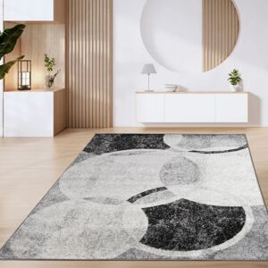 Paco Home Teppich Wohnzimmer Kurzflor Marokkanische Kreis Und Bordüren Muster Modern 60x100 cm, Grau 4