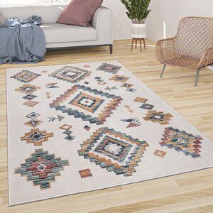 Paco Home - Teppich Wohnzimmer Kurzflor Mit Modernem Boho Muster Rauten Pastell Hell Bunt 60x100 cm