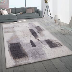 Teppich Wohnzimmer Kurzflor Pastell Modern Abstrakt Beige Creme Anthrazit 60x100 cm - Paco Home