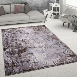 Paco Home Teppich Wohnzimmer Kurzflor Vintage Moderner Abstrakter Used-Look 60x100 cm, Braun