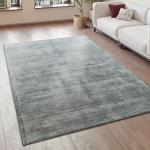 Paco Home - Teppich Wohnzimmer Vintage Kurzflor Handgefertigt Hochwertig 100 % Viskose 80x150 cm, Grau