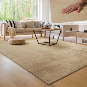 Paco Home - Teppich Wohnzimmer Kurzflor Waschbar Weich Modernes Einfarbiges Muster 60x100 cm, Beige 2