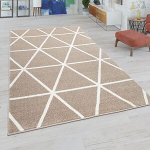 Paco Home - Wohnzimmer Teppich Moderne Pastell Farben Skandinavischer Stil Rauten Muster 60x100 cm, Braun