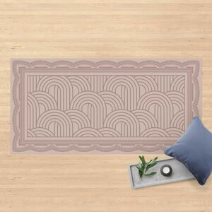 Micasia - Vinyl-Teppich - Art Deco Berge Muster mit Bordüre - Querformat 1:2 Größe HxB: 50cm x 100cm