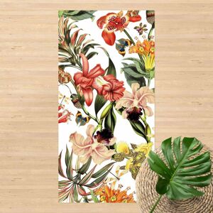 Micasia - Vinyl-Teppich - Tropische Blumen - Hochformat 2:1 Größe HxB: 100cm x 50cm