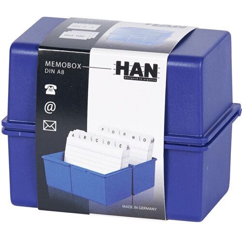 HAN Karteibox din A8 quer blau