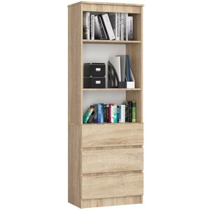 Büroregal Akord R60 Büro-Bücherregal Sonoma-Eiche 60 cm 3 Schubladen 3 Ebenen B60 x H180 x T35 cm Büroregal Akord R60 Büro-Bücherregal Sonoma-Eiche 60 cm 3 Schubladen 3 Ebenen B60 x H180 x T35 cm