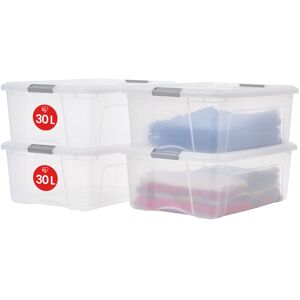 Iris Ohyama - 4 Aufbewahrungsboxen mit Deckeln, 30L, Silber - Aufbewahrungsbox Iris Ohyama - 4 Aufbewahrungsboxen mit Deckeln, 30L, Silber - Aufbewahrungsbox