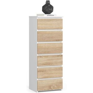 Kommode Akord Cl6 Weiß 40 Cm 6 Schubladen Front Sonoma-eiche B40 X H109 X T35 Cm Kommode Akord Cl6 Weiß 40 Cm 6 Schubladen Front Sonoma-eiche B40 X H109 X T35 Cm