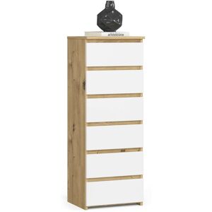Kommode Akord Cl6 Eiche Artisan 40 Cm 6 Schubladen Front Weiß B40 X H109 X T35 Cm Kommode Akord Cl6 Eiche Artisan 40 Cm 6 Schubladen Front Weiß B40 X H109 X T35 Cm