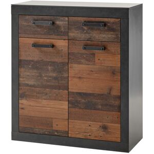 LOMADOX Kommode Industrial Design BERLIN-S-61 in Matera anthrazit/grau mit Old Mix Dekor, BxHxT ca. 92x104x40 cm LOMADOX Kommode Industrial Design BERLIN-S-61 in Matera anthrazit/grau mit Old Mix Dekor, BxHxT ca. 92x104x40 cm