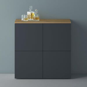 MAI & MAI Möbel Kommode Aufbewahrungsschrank mit 4 Türen in Kerneiche + Anthrazit matt Sideboard Schrank Mehrzweckschrank bth: 76x36,4x74 cm Schrank04 - Mai&mai MAI & MAI Möbel Kommode Aufbewahrungsschrank mit 4 Türen in Kerneiche + Anthrazit matt Sideboard Schrank Mehrzweckschrank bth: 76x36,4x74 cm Schrank04 - Mai&mai