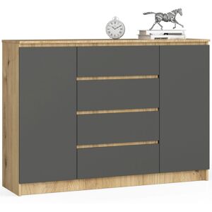 Kommode Akord K140 Eiche Artisan 138 Cm 2 Türen 4 Schubladen 4 Ebenen Front Graphitgrau B138 X H99 X T40 Cm Kommode Akord K140 Eiche Artisan 138 Cm 2 Türen 4 Schubladen 4 Ebenen Front Graphitgrau B138 X H99 X T40 Cm