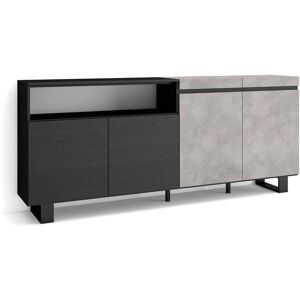Sideboard, Highboard, Kommode, Komodenschrank, 200x87x35cm, 4 Türen, Industriedesign, Moderner Stil, Zementgrau - Skraut Home Sideboard, Highboard, Kommode, Komodenschrank, 200x87x35cm, 4 Türen, Industriedesign, Moderner Stil, Zementgrau - Skraut Home