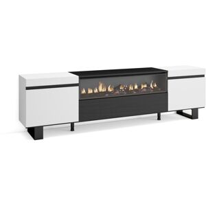 Skraut Home - Tv-schrank, Lowboard, Für Wohnzimmer Und Esszimmer, 200x57x35cm, Für Tv-geräte Bis Zu 80', Elektrokamin. , Industriedesign, Moderner Stil, Weiß Und Schwarz Skraut Home - Tv-schrank, Lowboard, Für Wohnzimmer Und Esszimmer, 200x57x35cm, Für Tv-geräte Bis Zu 80', Elektrokamin. , Industriedesign, Moderner Stil, Weiß Und Schwarz