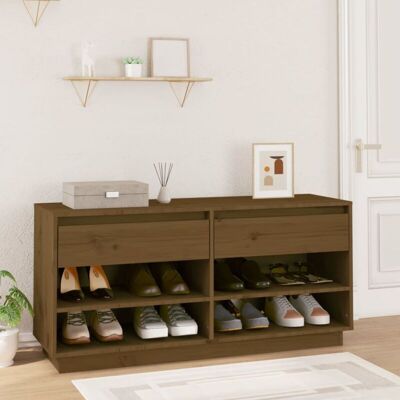 vidaXL Honigbraun Massives Kiefernholz Schuhregal - Schuhaufbewahrung vidaXL Honigbraun Massives Kiefernholz Schuhregal - Schuhaufbewahrung