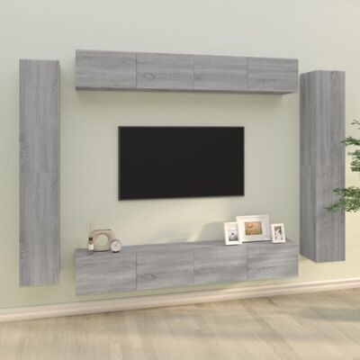 vidaXL 8-tlg. TV-Möbelset Grau Sonoma Holzwerkstoff - TV Möbelset vidaXL 8-tlg. TV-Möbelset Grau Sonoma Holzwerkstoff - TV Möbelset
