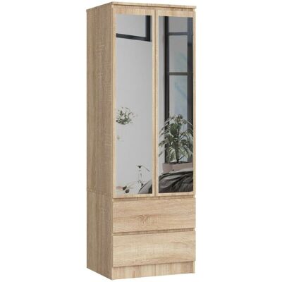 Kleiderschrank Akord S60 Mit Spiegel Sonoma-eiche 60 Cm 2 Türen 2 Schubladen Regal B60 X H180 X T51 Cm Kleiderschrank Akord S60 Mit Spiegel Sonoma-eiche 60 Cm 2 Türen 2 Schubladen Regal B60 X H180 X T51 Cm