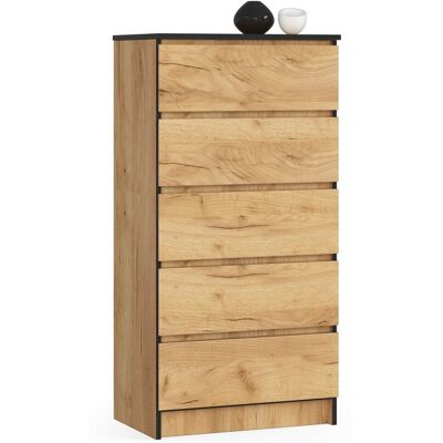 Kommode Akord K60 Eiche Craft 60 Cm 5 Schubladen B60 X H121 X T40 Cm Kommode Akord K60 Eiche Craft 60 Cm 5 Schubladen B60 X H121 X T40 Cm