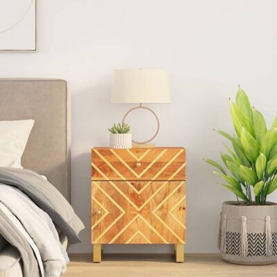 vidaXL Nachttisch Massives Mangoholz - Braun und Schwarz - 50x33x60cm vidaXL Nachttisch Massives Mangoholz - Braun und Schwarz - 50x33x60cm