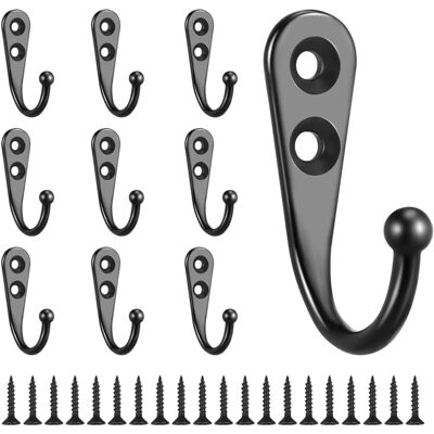 Longziming - 10 Stück Einzelhaken Schwarz Wandhaken Schwarze Kleiderhaken Ausgestattet Mit Befestigungsschrauben Longziming - 10 Stück Einzelhaken Schwarz Wandhaken Schwarze Kleiderhaken Ausgestattet Mit Befestigungsschrauben