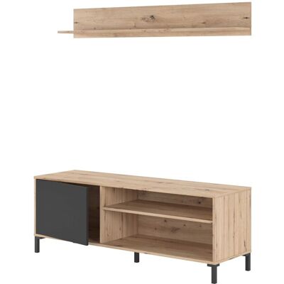 ALTRO TV-Möbel - 49x135x40cm - Holz & Anthrazitgrau - Modernes Design ALTRO TV-Möbel - 49x135x40cm - Holz & Anthrazitgrau - Modernes Design