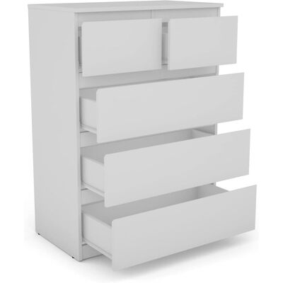 Kommode Mit 5 Schubladen, Moderner Mehrzweckschrank Mit Metallgleitschienen, Sideboard Weiss - Costway Kommode Mit 5 Schubladen, Moderner Mehrzweckschrank Mit Metallgleitschienen, Sideboard Weiss - Costway