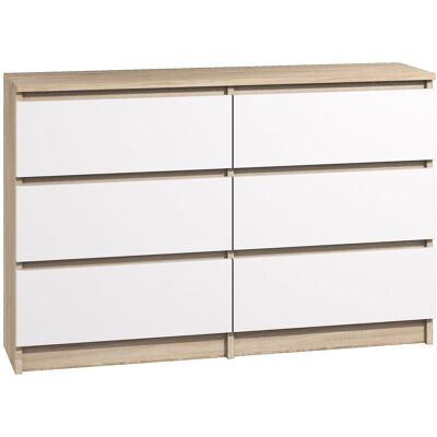 Roe Furniture - Kommode Mit 6 Schubladen 140 Sonoma Weiß Front Sideboard Bella Roe Furniture - Kommode Mit 6 Schubladen 140 Sonoma Weiß Front Sideboard Bella