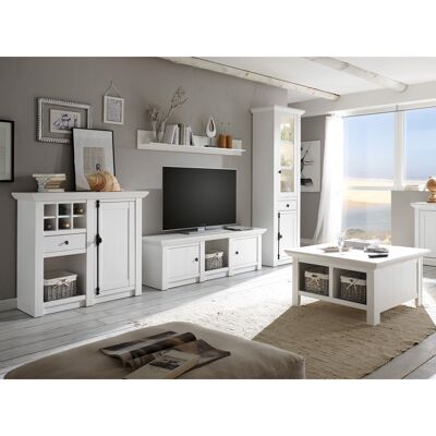 LOMADOX Wohnzimmer Wohnwand Set Inkl. Couchtisch Wingst-61 Landhaus-stil Pinie Weiß Nb.stellmaß Vitrine Ca. 63 Cm LOMADOX Wohnzimmer Wohnwand Set Inkl. Couchtisch Wingst-61 Landhaus-stil Pinie Weiß Nb.stellmaß Vitrine Ca. 63 Cm