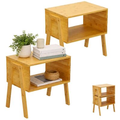 Relaxdays Nachttisch, 2er Set, Bambus, Stapelbar, Offenes Fach, Hxbxt: 42 X 43 X 29 Cm, Wohnzimmer Beistelltisch, Natur Relaxdays Nachttisch, 2er Set, Bambus, Stapelbar, Offenes Fach, Hxbxt: 42 X 43 X 29 Cm, Wohnzimmer Beistelltisch, Natur
