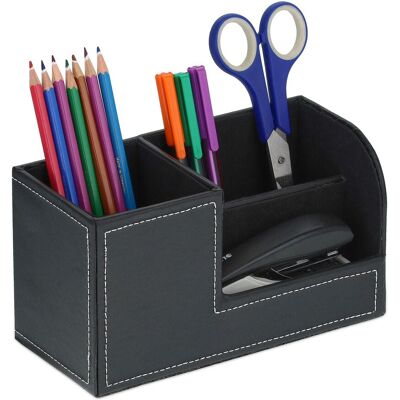 Relaxdays Schreibtisch Organizer, Stiftehalter Mit 3 Fächern, Kunstleder, Hbt: 11 X 20 X 9,5 Cm, Büroorganizer, Schwarz Relaxdays Schreibtisch Organizer, Stiftehalter Mit 3 Fächern, Kunstleder, Hbt: 11 X 20 X 9,5 Cm, Büroorganizer, Schwarz
