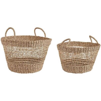 Beliani Set aus 2 Seagrass Körben Natur - Korb Beliani Set aus 2 Seagrass Körben Natur - Korb