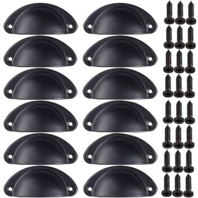 OEM Dekorative Retro-türknöpfe Für Möbel Und Schubladen, Vintage-muschelgriffe Für Schubladen, Schränke Und Küchenmöbel, Gebogene Retro-türknöpfe Aus Eisen Für Kleiderschränke (12 Stück) Schwarz OEM Dekorative Retro-türknöpfe Für Möbel Und Schubladen, Vintage-muschelgriffe Für Schubladen, Schränke Und Küchenmöbel, Gebogene Retro-türknöpfe Aus Eisen Für Kleiderschränke (12 Stück) Schwarz