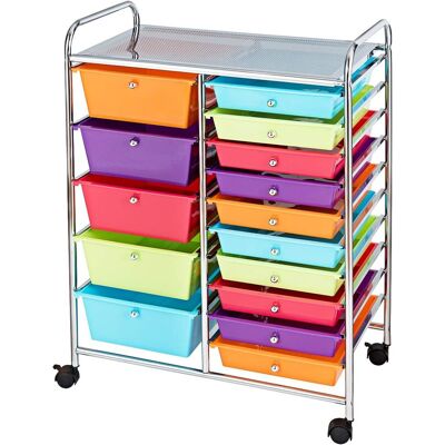 Costway Rollwagen Metallgestell, Rollcontainer Rollbar, Badrollwagen Mit Bremsen, Aufbewahrungswagen Aus Plastik, Beistellwagen Inkl. 15 Stapelbaren Schubladen, Haushaltswagen 62,5x37x87 Cm Bunt Costway Rollwagen Metallgestell, Rollcontainer Rollbar, Badrollwagen Mit Bremsen, Aufbewahrungswagen Aus Plastik, Beistellwagen Inkl. 15 Stapelbaren Schubladen, Haushaltswagen 62,5x37x87 Cm Bunt