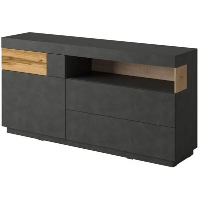 MEUBLORAMA Buffet-kollektion Kiles 170cm, Integrierte Led. Farbe Anthrazitgrau Und Eiche. Designstil. MEUBLORAMA Buffet-kollektion Kiles 170cm, Integrierte Led. Farbe Anthrazitgrau Und Eiche. Designstil.