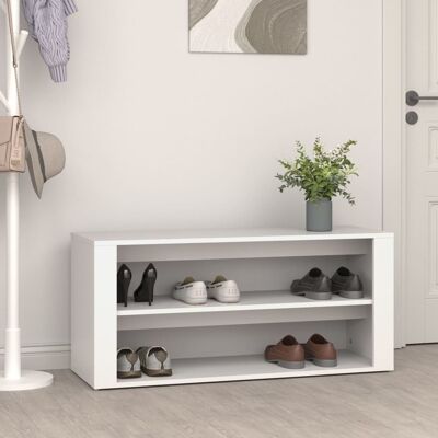 vidaXL Weiß Schuhregal aus Spanplatte - Schuhschrank vidaXL Weiß Schuhregal aus Spanplatte - Schuhschrank