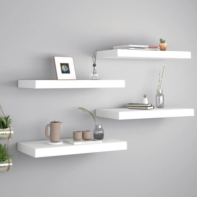 vidaXL 4x Schwebende Wandregale Weiß 50x23x3.8 cm MDF - Wandregale vidaXL 4x Schwebende Wandregale Weiß 50x23x3.8 cm MDF - Wandregale
