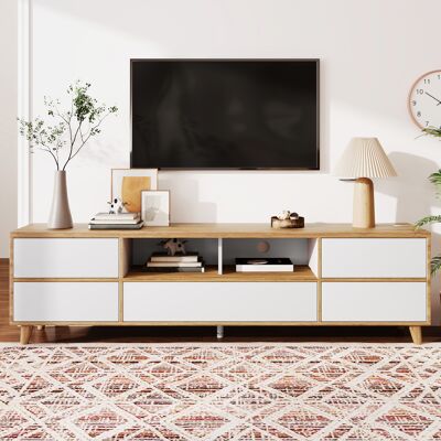 SANS MARQUE Tv-schrank, Lowboard, Wohnzimmermöbel In Weiß Und Holzfarben. Fächern Und Türen Im Natürlichen Landhausstil. – Moderne Eleganz Für Ihr Wohnzimmer Entdecken Sie Das ", Stilvolle Farbkombination Die Gel SANS MARQUE Tv-schrank, Lowboard, Wohnzimmermöbel In Weiß Und Holzfarben. Fächern Und Türen Im Natürlichen Landhausstil. – Moderne Eleganz Für Ihr Wohnzimmer Entdecken Sie Das ", Stilvolle Farbkombination Die Gel