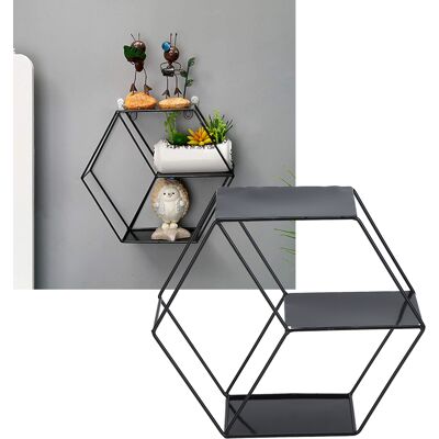 JUTE Schlichtes Und Elegantes Sechseckiges Wandregal Aus Schmiedeeisen, Ideal Für Wohnzimmer, Schlafzimmer Und Büro. Schwarz. JUTE Schlichtes Und Elegantes Sechseckiges Wandregal Aus Schmiedeeisen, Ideal Für Wohnzimmer, Schlafzimmer Und Büro. Schwarz.